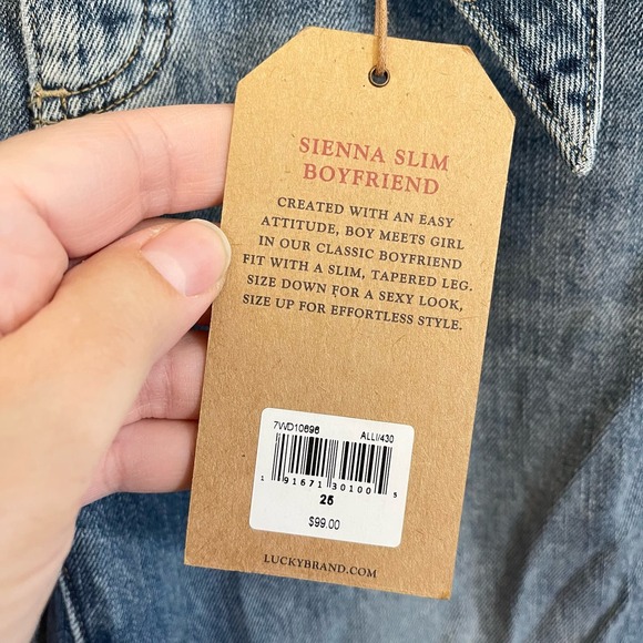LUCKY BRAND Womens Blue Sienna Slim Patch Boyfriend Belted Bow Jeans Size 25 NWT - Picture 5 of 9